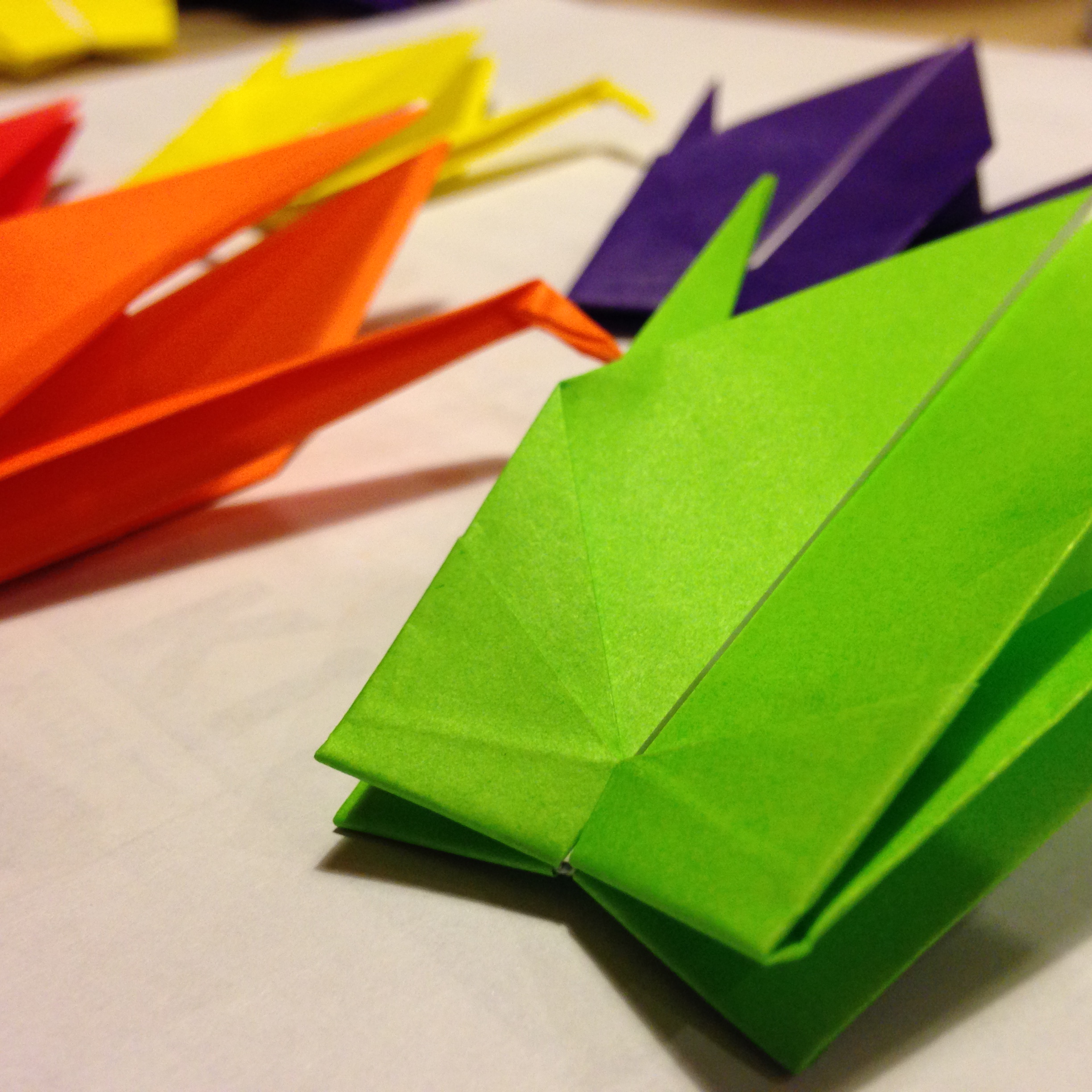 folded paper cranes